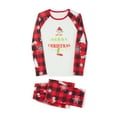 thumbnail image 5 of Elippeo Christmas Family Pajamas Matching Set Cartoon Letter Print Raglan Sleeve Tops and Elastic Plaid Pants Loungewear, 5 of 10