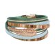 thumbnail image 1 of Decoración en forma de ala Pulsera con correa de cuero PU multicapa Pulsera con hebilla magnética de aleación Verde, 1 of 2
