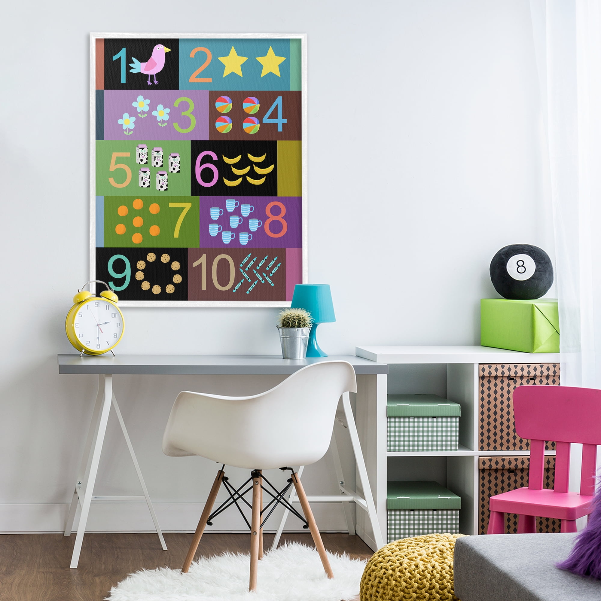 Learning To Count Chart White Framed Giclee Art, design by Carla Daly