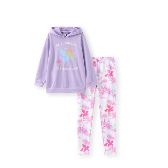 Conjunto para Niñas PATPAT con Sudadera con Capucha y Leggings Unicornio Talla 7-8