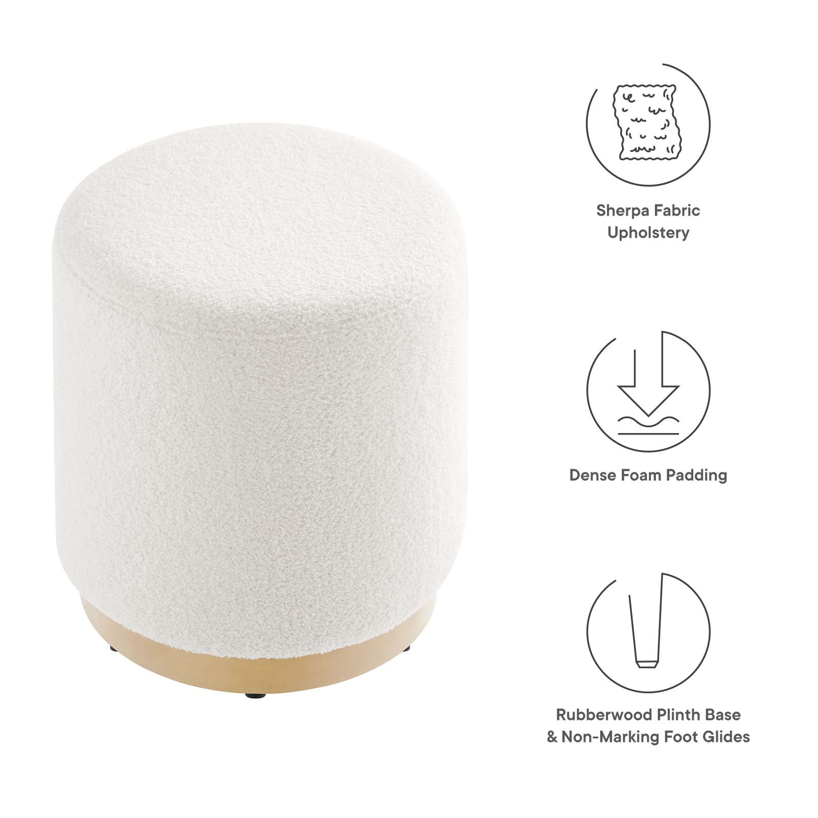 Tilden Ottoman in Ivory Natural