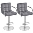thumbnail image 1 of Conjunto de 2 Taburetes de Bar Giratorios Ajustables Yaheetech en Terciopelo Gris, 1 of 9