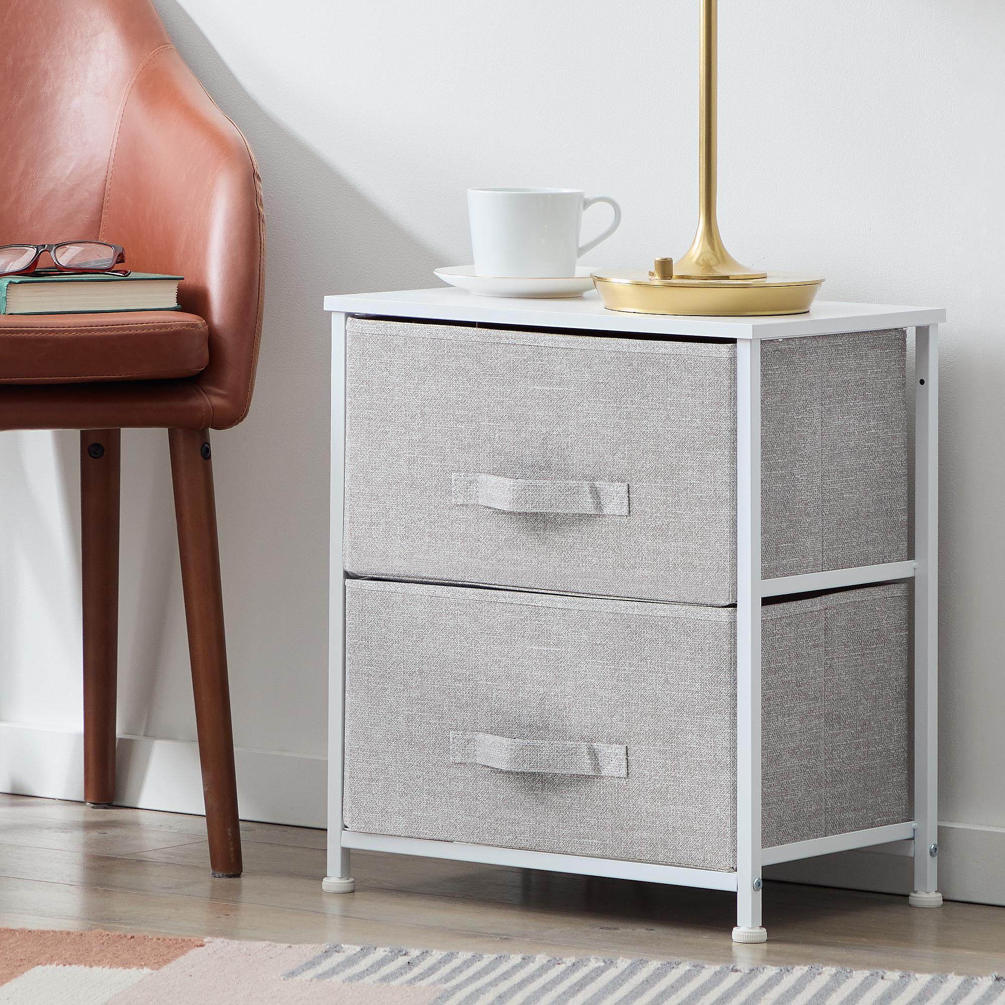 Rest Haven 2 Drawer Cube Storage Organizer, White/Gray eXtremes