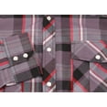 thumbnail image 2 of Boy’s Western Pearl Snap Button Down Casual Long Sleeve Plaid Cowboy Shirt (#23 Grey/Red/Black, 16), 2 of 2