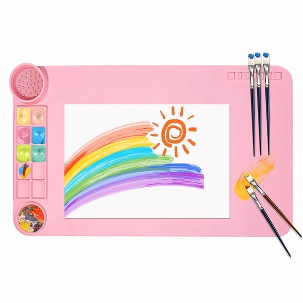 Tapete de Silicona para Pintar con Vaso para Niños: Antiderrame, Fácil de Limpiar, Tapete Impermeable para Manualidades, Ideal para Dibujar, Pintar y Realizar Proyectos Artísticos.