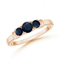 ANGARA Natural Vintage Style Three Stone Sapphire Wedding Band in 14K Rose Gold for Women (Size-4mm) | September Birthstone, Birthday, Anniversary, Jewelry Gift for Women | Natural Blue Sapphire Ring