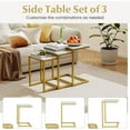 thumbnail image 5 of Giantex Nesting Coffee Table Set of 3, Stackable Square End Table w/Faux Marble Tabletop & Heavy-Duty Metal Frame, Farmhouse C-Shaped Accent Table for Small Space, Living Room, Bedroom (White Gold), 5 of 9