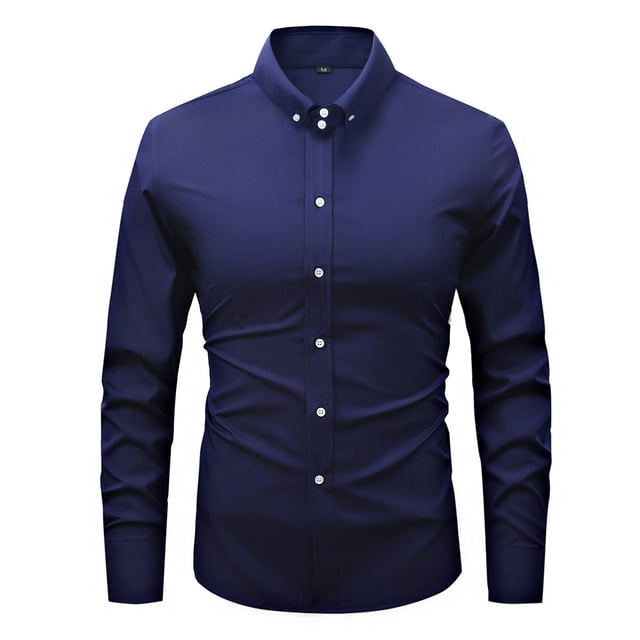 pstuiky camisas de manga larga para hombre, Camisa de negocios de color sólido de manga larga para hombre, camisa informal de moda para hombre, ropa de abrigo, camisa de solapa de manga larga. s