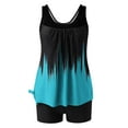 thumbnail image 5 of Fartey 2 Piece Tankini Swimsuit for Women Conservative Swimwear Color Block Scoop Neck Tank Tops with Boyshorts Two Piece Swimsuit Sets 2025 Blue S-2XL, 5 of 6
