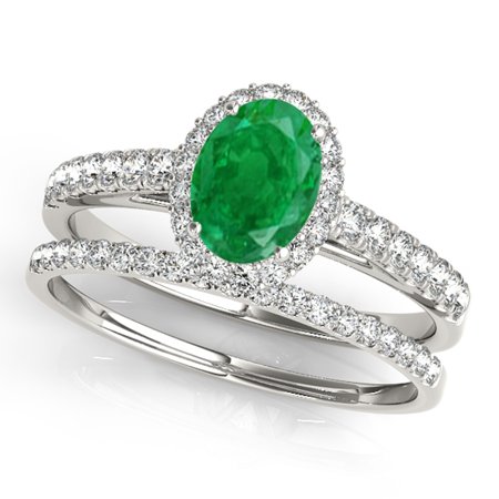 Maulijewels 0 80 Ct Emerald And Diamond Bridal Set Wedding Ring