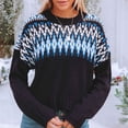 thumbnail image 2 of Vintage impreso suéter de punto suelta crewneck moda casual manga larga Plaid knit pullover para las mujeres, 2 of 8