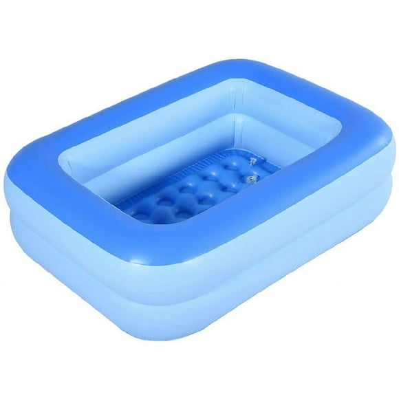 Inflatable Kiddie Pool, 45" x 35" X 14" Blue Kids Swimming Pool Summer Water Fun