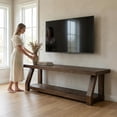thumbnail image 4 of Tribesigns 2-Tier Solid Wood TV Stand, 63-Inch Entertainment Center, Fits TVs up to 75", Farmhouse Media Console with Open Storage, Easy Assembly, 4 of 7