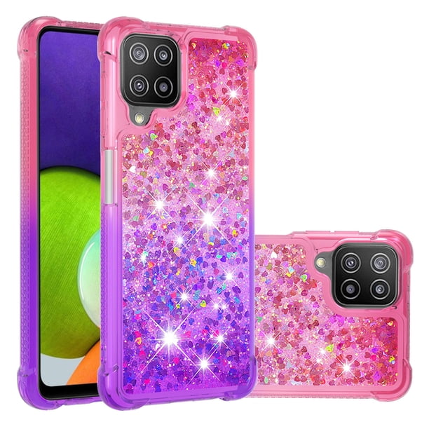 Funda para Samsung Galaxy A22 4G Transparente con Brillos Carcasa Protectora Antigolpes con Glitter Brillante