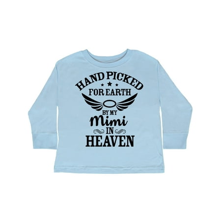 

Inktastic Handpicked for Earth By My Mimi in Heaven with Angel Wings Gift Toddler Boy or Toddler Girl Long Sleeve T-Shirt