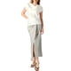 thumbnail image 2 of Inspire Chic Conjunto Top de Satén para Mujer con Cuello de Cowl, Manga Corta, Blusa Casual Elegante, L Blanca, 2 of 6