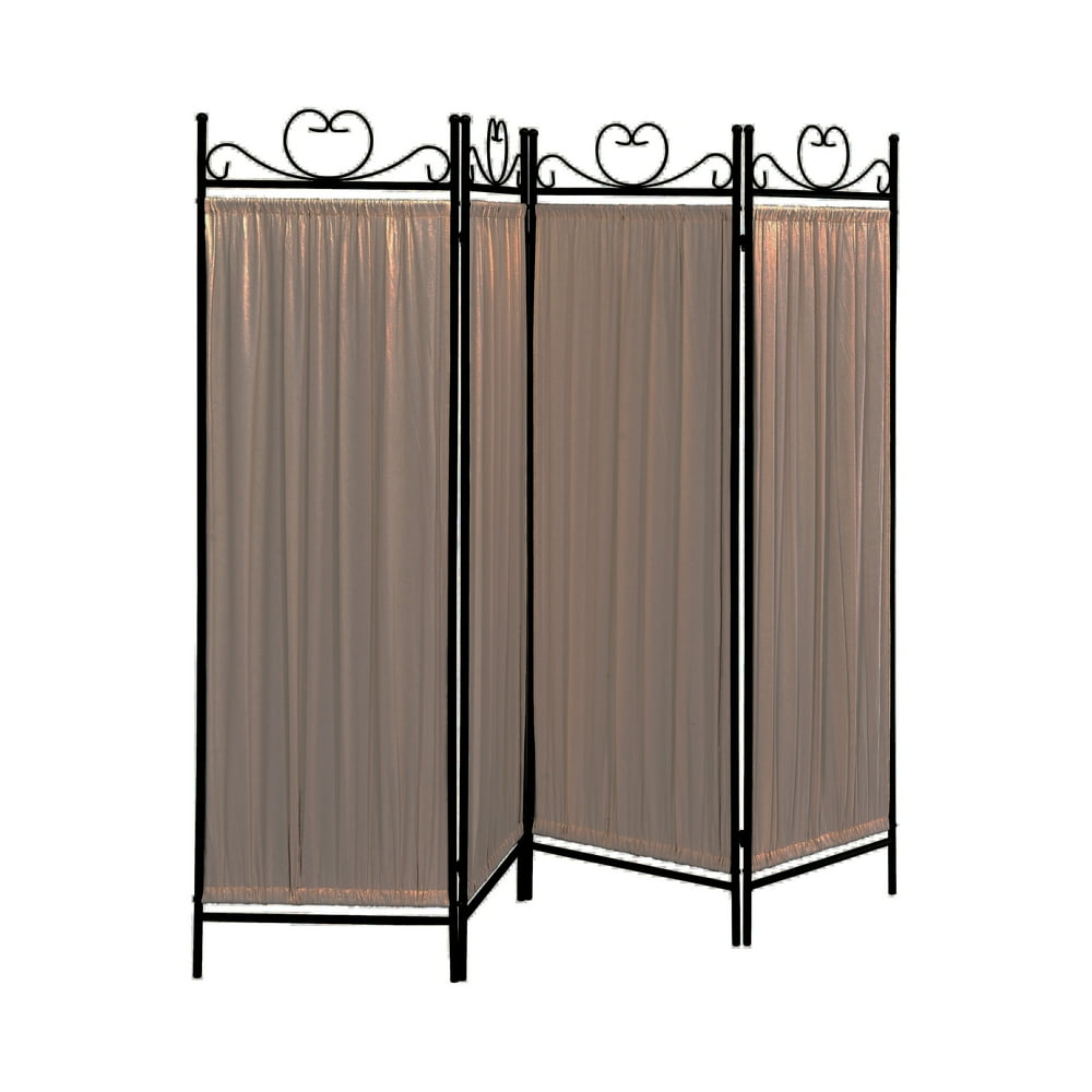 Coaster 4 Panel Folding Screen Room Divider, White Fabric, 69.75"h