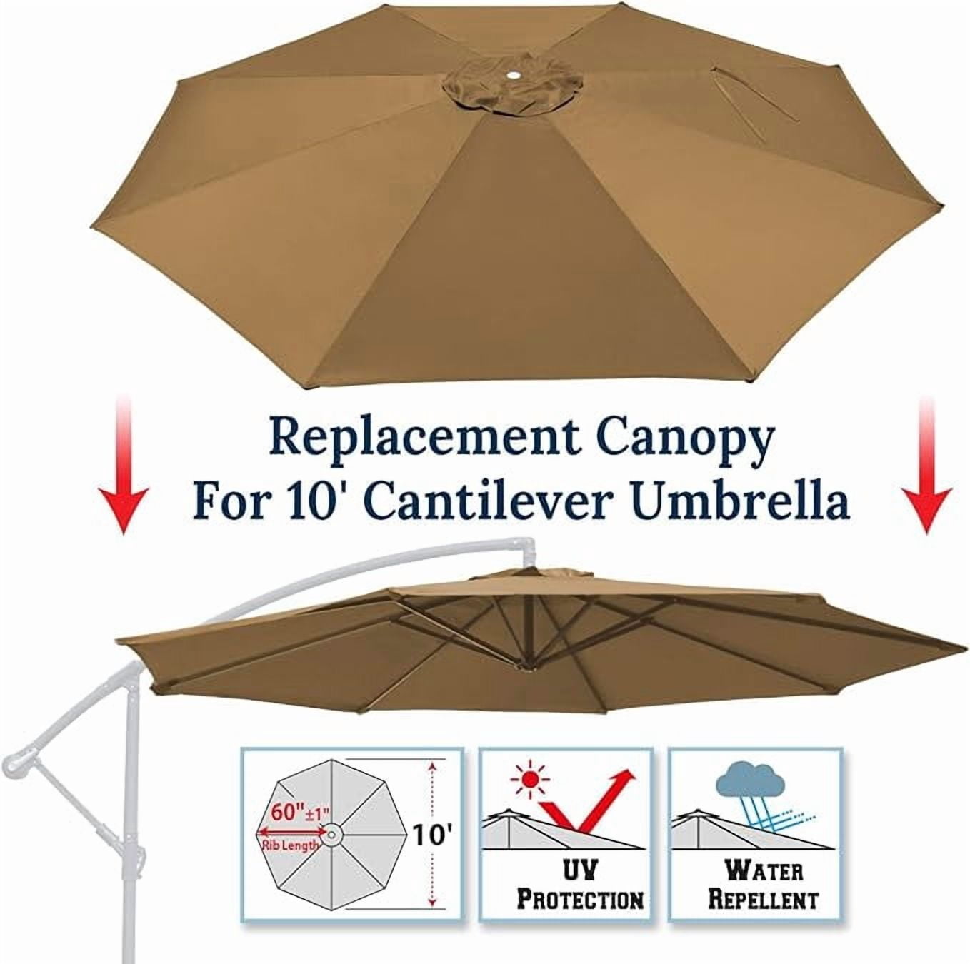 SOLAXO Replacement Umbrella Canopy for 10ft 8 ribs Cantilever Hanging Umbrella (Canopy Only)
