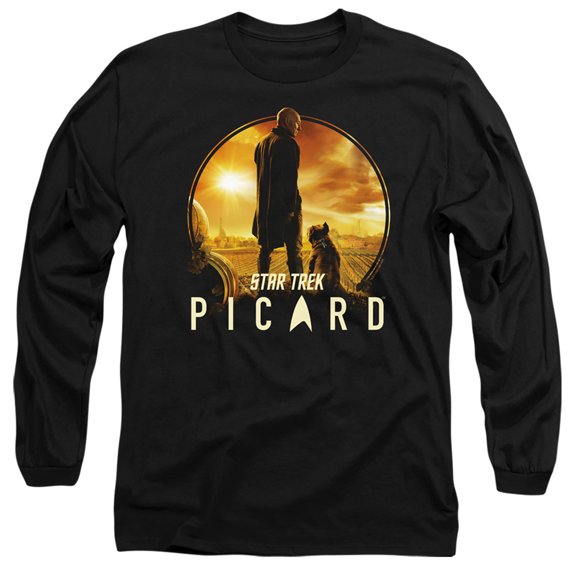 Star Trek Picard A Man And His Dog Long Sleeve Adult 18/1 T-Shirt Black