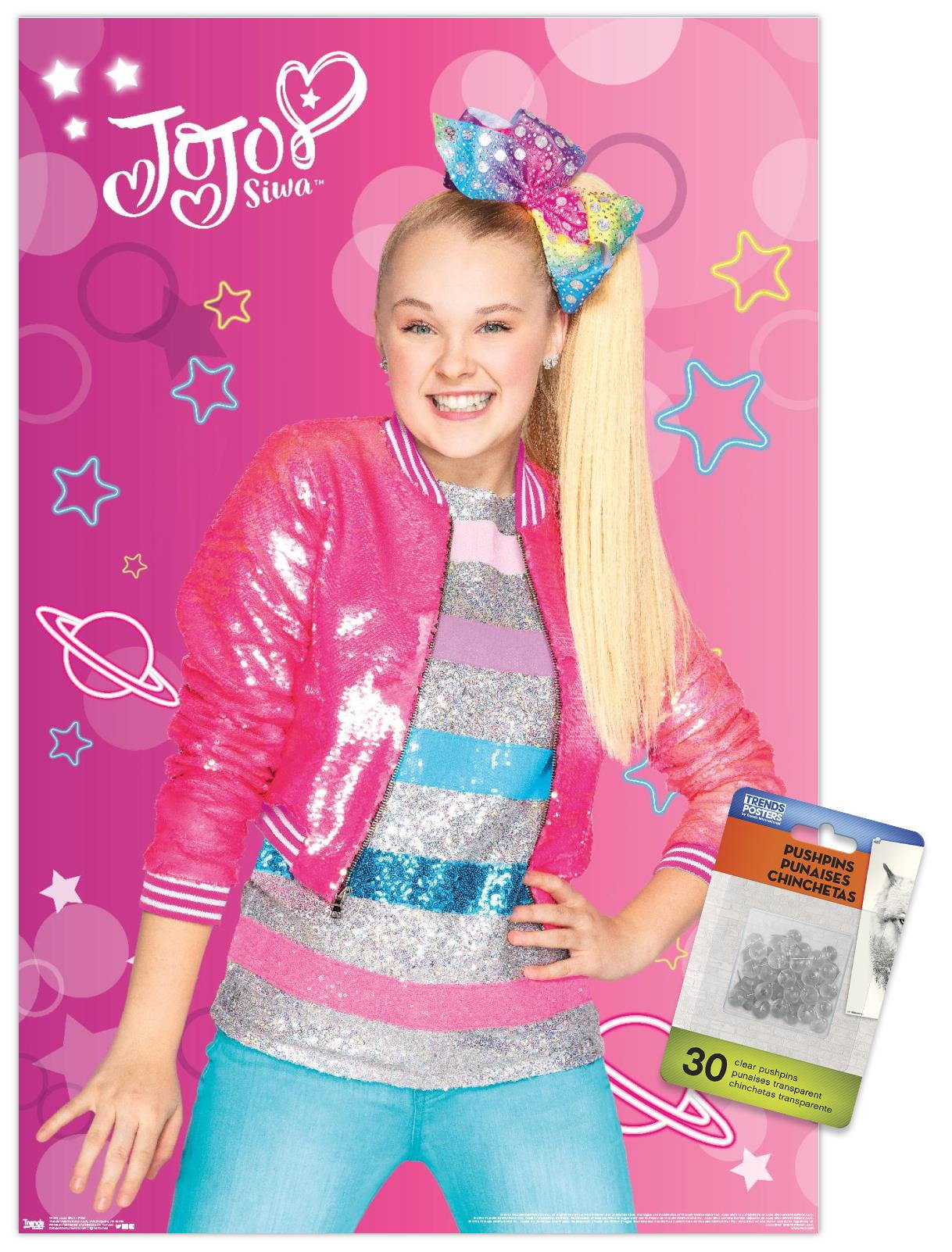 Jojo Siwa - Pink Wall Poster with Pushpins, 14.725" x 22.375" - Walmart.com