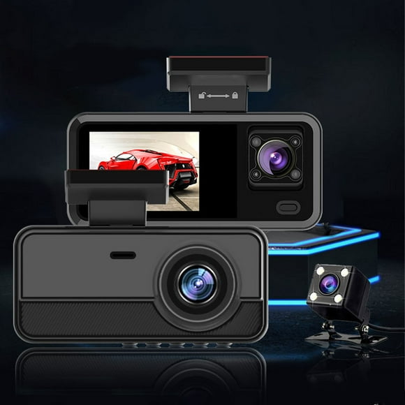 EGNMCR Kitchen Appliances for New Home, 3 Channel Dash Cam Front And Rear Inside 1080P Dash Camera For Cars Dashcam Three Way Car Camera With Infrared Night Vision Loop Recording Dash cam