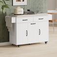 thumbnail image 1 of Îlot de Cuisine avec Abattant et Poubelle Armoire de Rangement, Chariot de Cuisine Roulant sur Roues avec Étagère Réglable, Blanc, 1 of 9