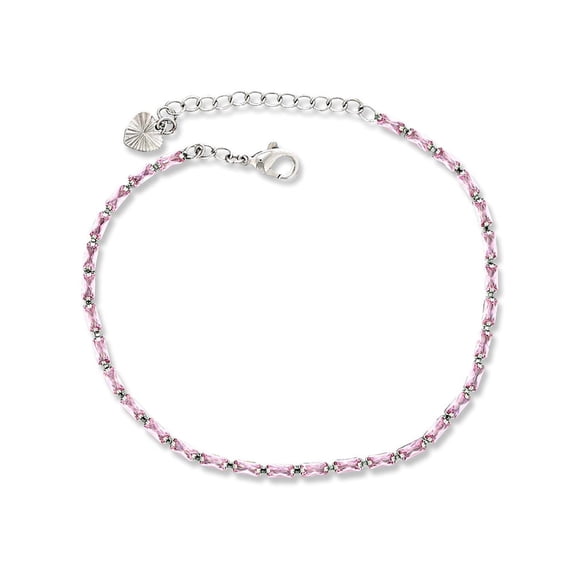 Kaash Customs Silver Plated with Rectangle CZ Stone Adjustable Anklet Jewelry Best Holiday Gift for Women and Girls
