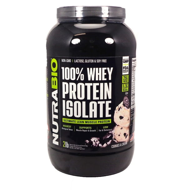 100 Whey Protein Isolate Cookies and Cream By Nutrabio 2 Pounds 100 Whey Protein Isolate Cookies and Cream By Nutrabio 2 Pounds