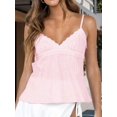 thumbnail image 2 of Women Y2K Lace Spaghetti‑Strap Crop Camisole Top, V‑Neck Babydoll Peplum Going‑Out Tank Top For Summer Beach Vacation, 2 of 9