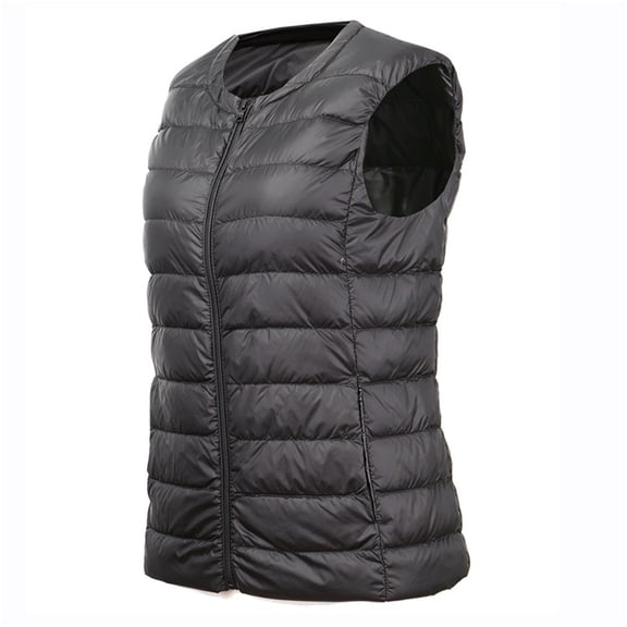 Kukoosong Women's Lightweight Water-Resistant Puffer Vest Crewneck Zip Padded Gilet