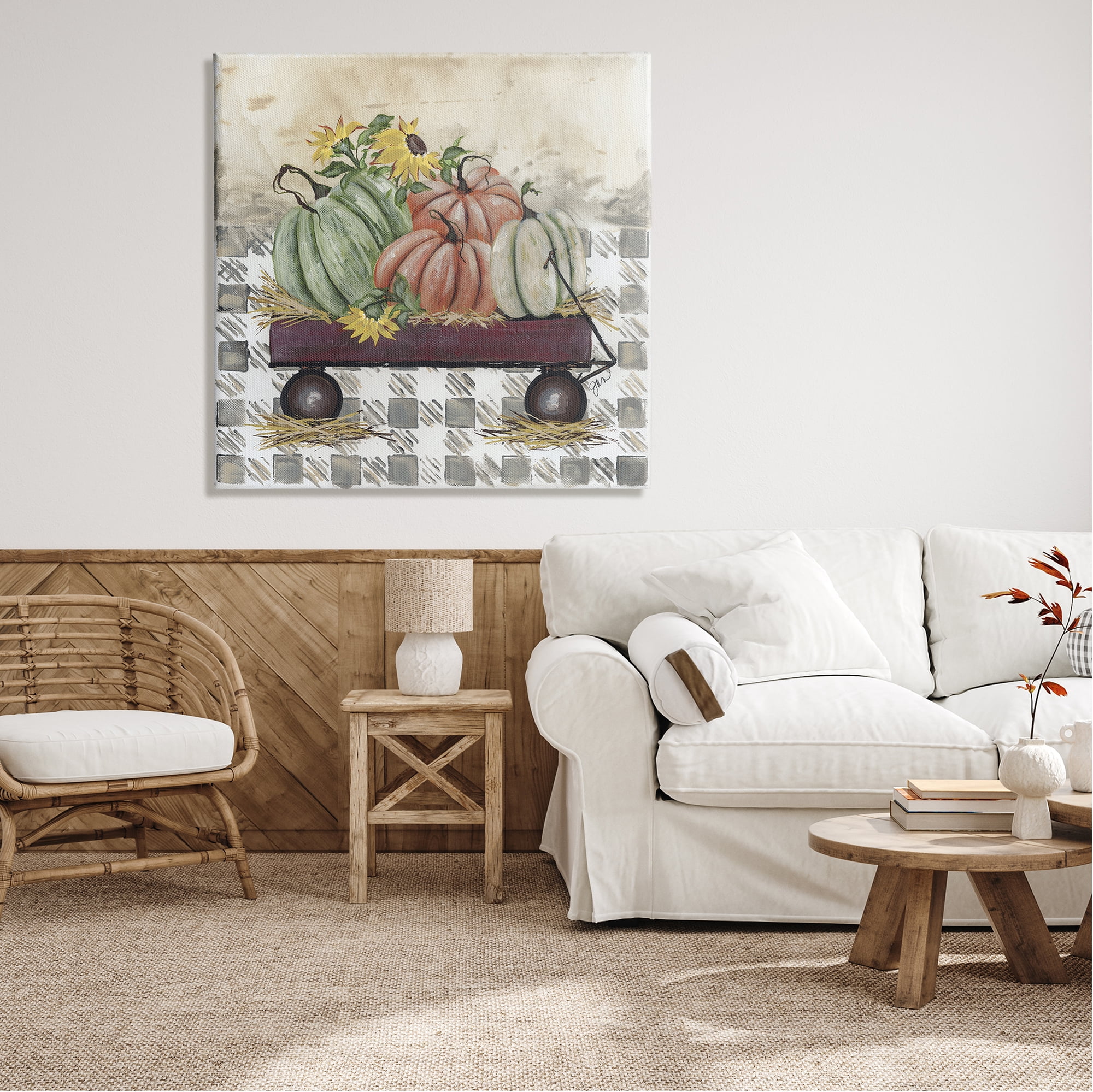 Stupell Industries Pumpkin Harvest Wagon Botanical & Floral Painting Gallery Wrapped Canvas Print Wall Art, 36 x 36