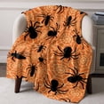 thumbnail image 2 of Flannel Fleece Throw Blanket Happy Halloween Spiders- Web Lightweight Soft Plush Blankets,Orange Cozy Warm Throw Blanket for Couch Sofa Bed Car Office All Season Use 40x60in, 2 of 9