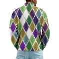 thumbnail image 2 of LNZGNM Men's Mardi Gras Shirt 1/4 Zip Big and Tall Printed Sweatshirts Stand-Up Collar Long Sleeve Tops Stylish Carnival Outfits,Purple Pink 5XL, 2 of 7