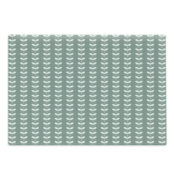 Nature Cutting Board, Retro Textured French Late Baroque Style Tulip Branches Botany Inspired, Decorative Tempered Glass Cutting and Serving Board, Large Size, Pale Sage Green White, by Ambesonne