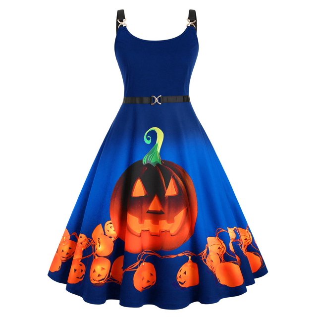 Vestido de talla grande con correas de Halloween con estampado de calabaza Rosegal Suéteres Cárdigans