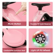 Korimefa 6V Electric Wiggle Car,Load 66 lbs,Wiggle Scooter with Rechargeable Battery & LED Flashing Wheels, Anti-Rollover & Flexible Steering, Outdoor Ride on Toys for Kids 3 Years and up (Pink)