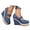 Blue, variant on Women's Denim Wedge Heel Shoes, Round Toe Buckle Platform Espadrille, Casual Closed Toe Heels for All-Day Wear, Versatile Fashion Footwear for Spring Summer(Black/38)