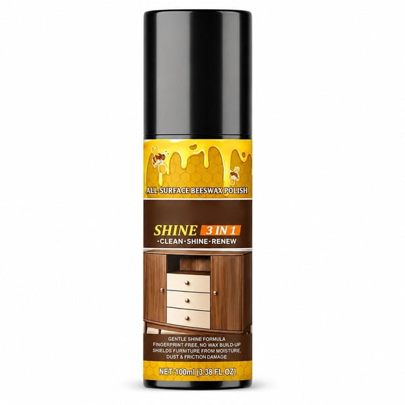 Beeswax Furniture Polish Spray, Wood Care for Tables and Cabinets, 3.4 Fl Oz, Routine Household Care, for Daily Wood Care