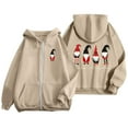 thumbnail image 4 of Christmas Gnome Hoodies for Women 2025 Long Sleeve Zip Up Graphic Hooded Sweatshirt with Pockets Jacket Coat, 4 of 7