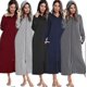 thumbnail image 2 of Womens Zip Up Robe Sweatshirt Long Hooded Robe Floor Length Bathrobe with Pockets, 2 of 4