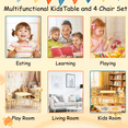thumbnail image 4 of PORKISS Kids Table and 2 Bunny Chairs Set, 3 Pieces Wood Activity Table Drawing Play Table and Chairs Set, Adorable Animal Design Study Desk Table Chairs Set for Toddler, Yellow, 4 of 10