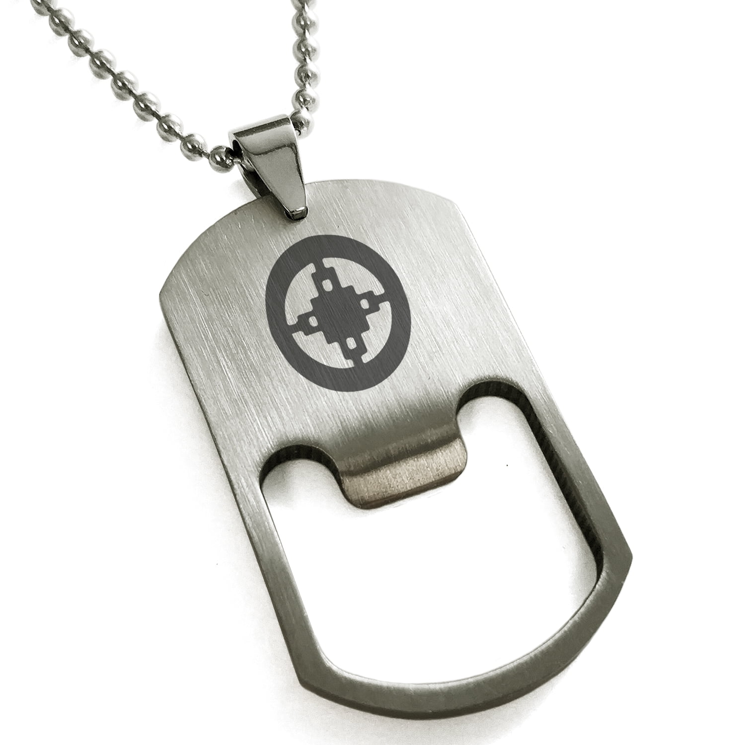 Stainless Steel Aztec Intelligence Rune Engraved Bottle Opener Dog Tag ...