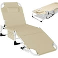 thumbnail image 6 of ABORON 3 IN1 Tanning Chair, Adjustable 5-Position Folding Beach Lounger with Face Arm Hole, Removable Cushion & Pillow, Side Pocket, Carry Handle, Outside Sunbathing Lounge Chair, 6 of 13