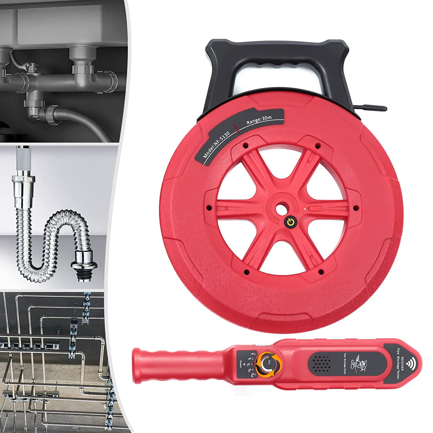 FETCOI Pipe Blockage Detector, 30M Pipe Locators Pipeline Blocking