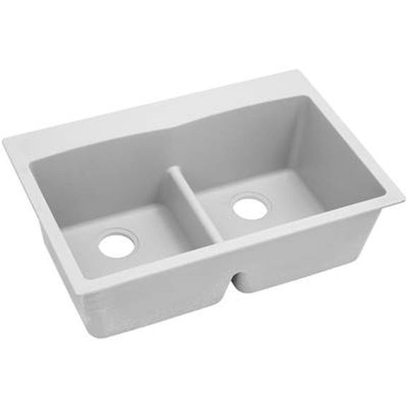 Elkay Quartz Classic 33" x 22" x 10", Equal Double Bowl Drop-in Sink with Aqua Divide, White