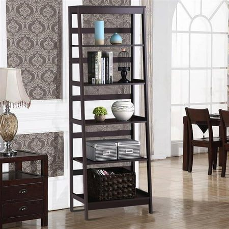 - Topeakmart 5 Shelf Bookcase Wooden Ladder Bookshelf Display Rack Espresso