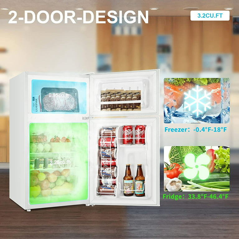  BANGSON Mini Fridge with Freezer, 3.2 CU.FT Small Refrigerator  with Freezer, Door Handle, Bottle Opener, For Bedroom, Dorm, Office, Home,  Garage or RV, (Red) : Appliances