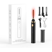 Heated Eyelash Curler, 360°Wand-Style Heated Lash Brush, USB Rechargeable Electric Eyelash Curler, Natural Curling 24H Long Lasting for Women