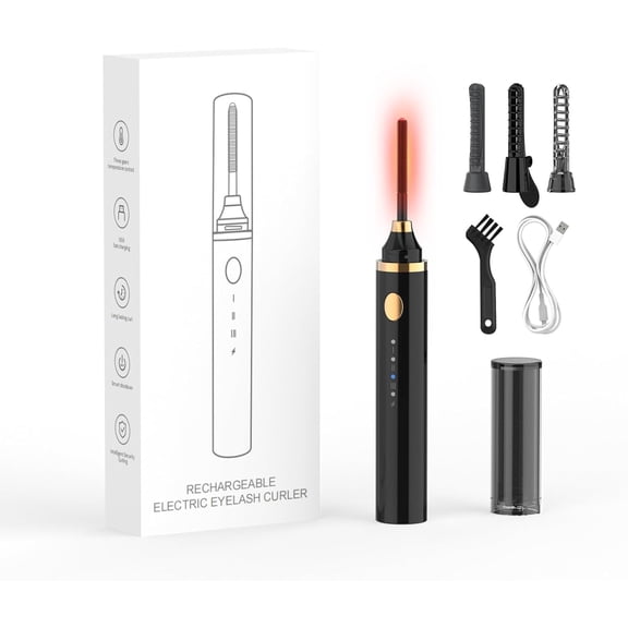 Heated Eyelash Curler, 360°Wand-Style Heated Lash Brush, USB Rechargeable Electric Eyelash Curler, Natural Curling 24H Long Lasting for Women