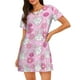 thumbnail image 1 of Easygdp Sunflower Rabbit Camisón de manga corta para mujer, informal, estampado, 1 of 6